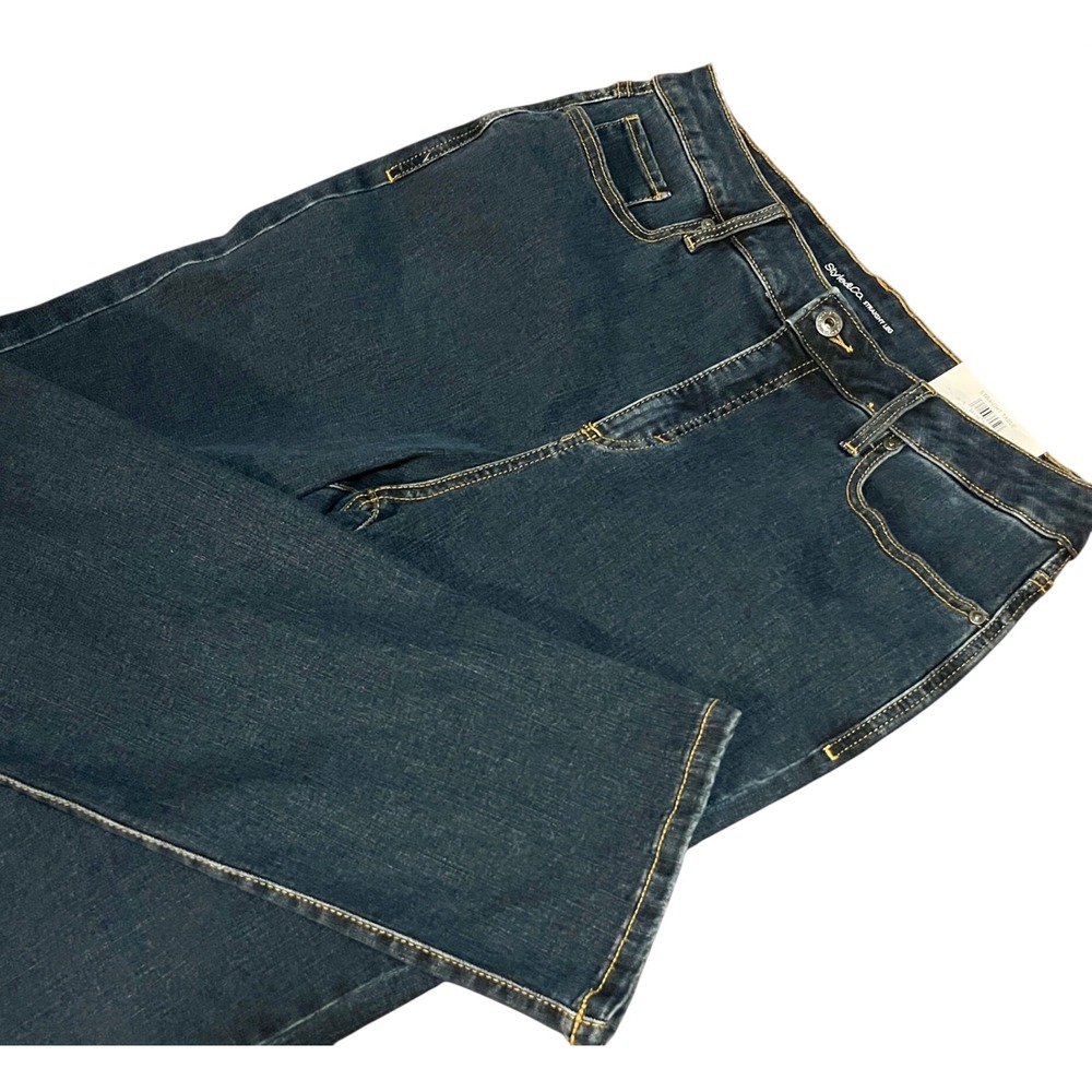 Style & Co Jeans Womens 14 High Rise Straight Leg Denim Fortress Dark Wash NWT